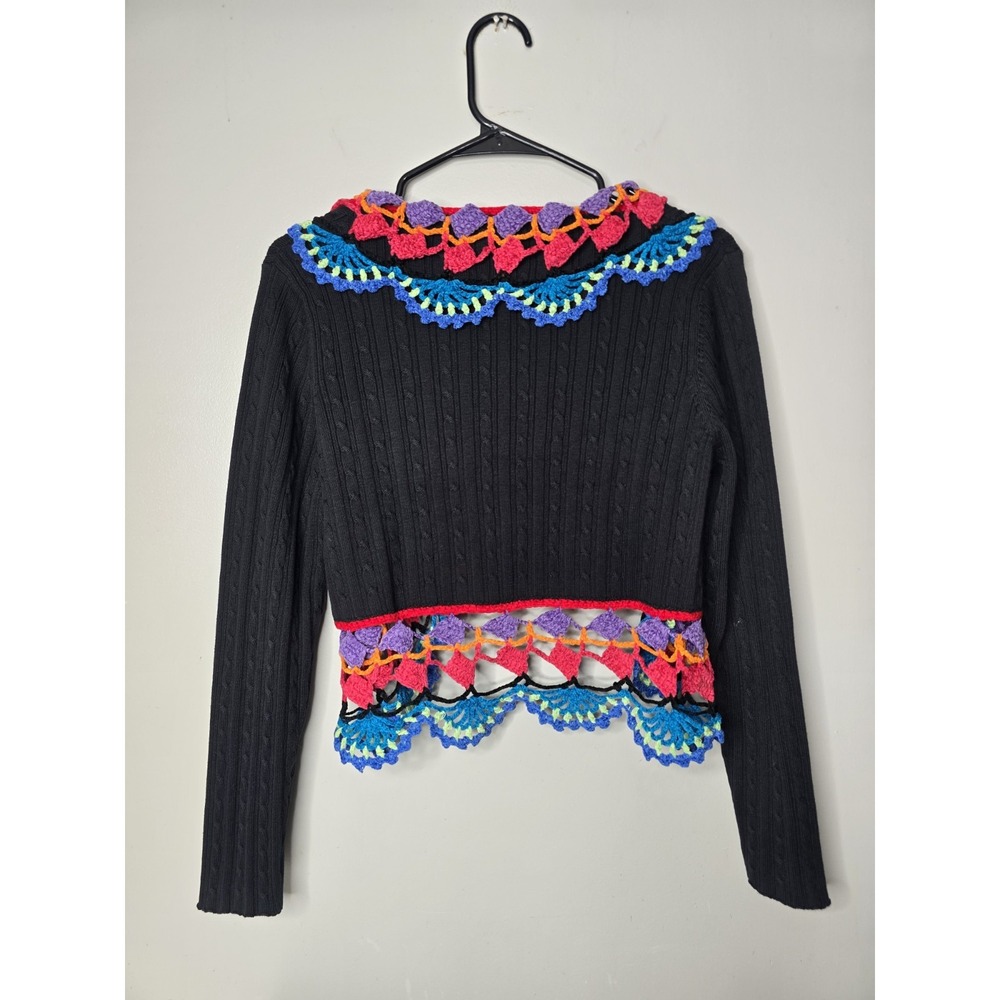 Vintage Michael Simon Rainbow Crochet Open Cardigan Y2K Rare - Picture 8 of 8